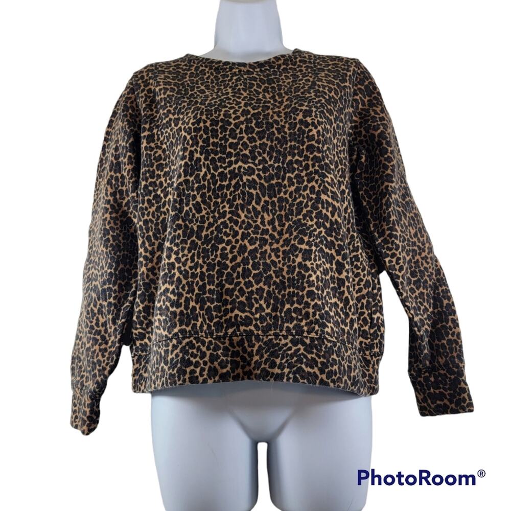 J Crew Leopard Print Long Sleeve Sweatshirt Size Small